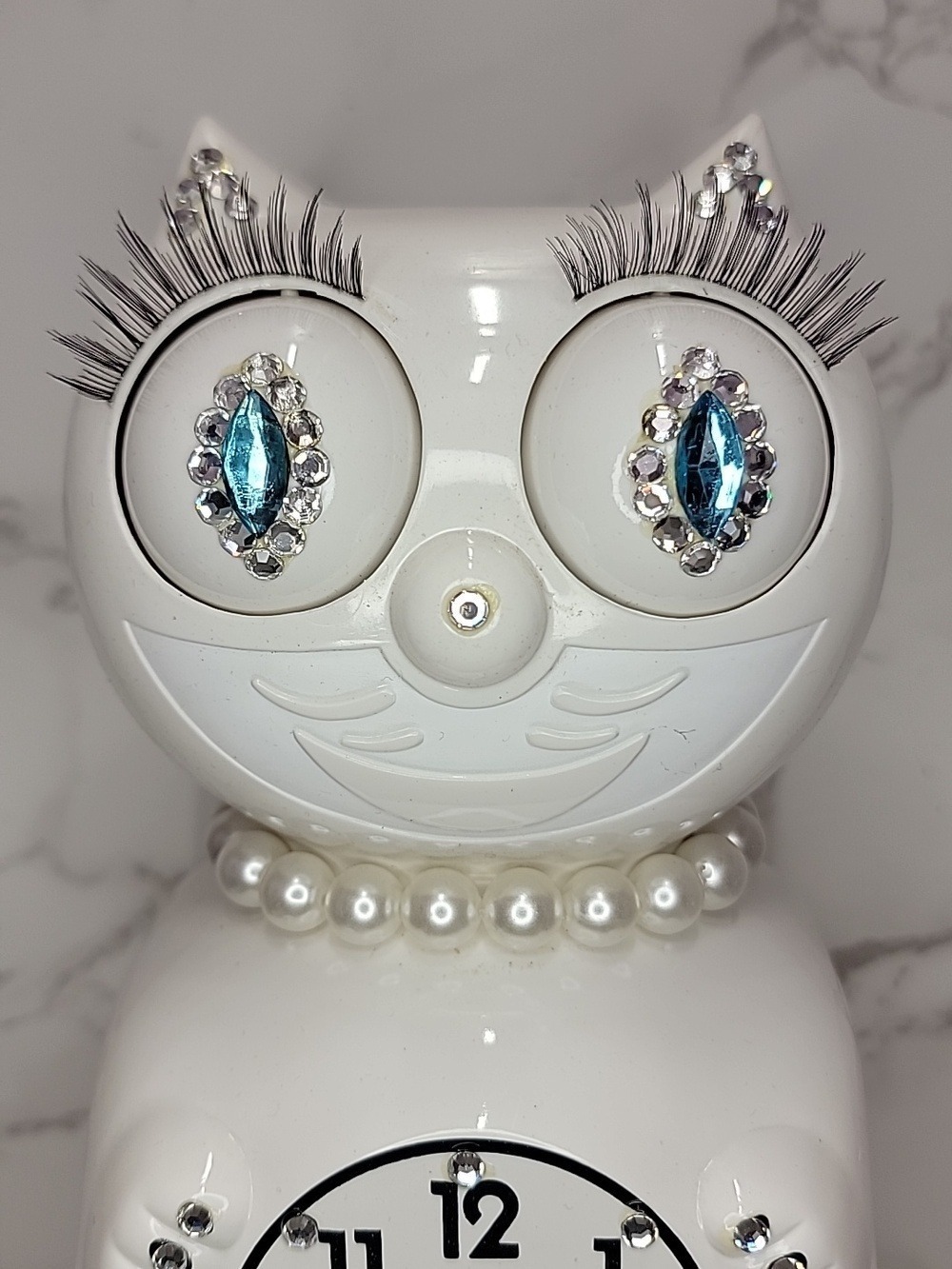 Jeweled White Lady Kit-Cat Klock clock SUPER RARE Vintage - Picture 1 of 7